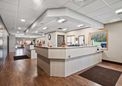 A reception area in a veterinary medical office.